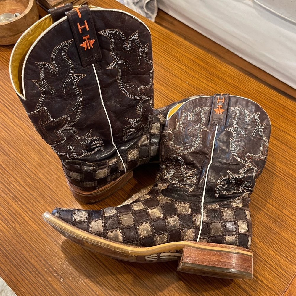 Tin Haul Shoes Men's Gun Metal Check Western Boot size 12